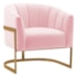 Poltrona Decorativa Sala de Estar Recepção Mavie Base de Ferro Dourado Suede Rosa Bebe - Amarena Móveis
