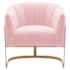 Poltrona Decorativa Sala de Estar Recepção Mavie Base de Ferro Dourado Suede Rosa Bebe - Amarena Móveis