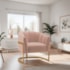 Poltrona Decorativa Sala de Estar Recepção Mavie Base de Ferro Dourado Suede Rose - Amarena Móveis