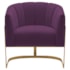 Poltrona Decorativa Sala de Estar Recepção Mavie Base de Ferro Dourado Suede Roxo - Amarena Móveis