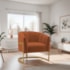 Poltrona Decorativa Sala de Estar Recepção Mavie Base de Ferro Dourado Suede Terracota - Amarena Móveis