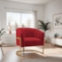 Poltrona Decorativa Sala de Estar Recepção Mavie Base de Ferro Dourado Suede Vermelho - Amarena Móveis
