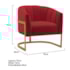 Poltrona Decorativa Sala de Estar Recepção Mavie Base de Ferro Dourado Suede Vermelho - Amarena Móveis