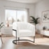 Poltrona Decorativa Sala de Estar Recepção Mavie Base de Ferro Preto Bouclé Branco - Amarena Móveis
