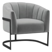 Poltrona Decorativa Sala de Estar Recepção Mavie Base de Ferro Preto Bouclé Cinza - Amarena Móveis