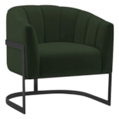 Poltrona Decorativa Sala de Estar Recepção Mavie Base de Ferro Preto Linho Verde - Amarena Móveis