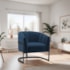 Poltrona Decorativa Sala de Estar Recepção Mavie Base de Ferro Preto Suede Azul Marinho - Amarena Móveis