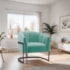Poltrona Decorativa Sala de Estar Recepção Mavie Base de Ferro Preto Suede Azul Tiffany - Amarena Móveis