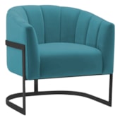 Poltrona Decorativa Sala de Estar Recepção Mavie Base de Ferro Preto Suede Azul Turquesa - Amarena Móveis