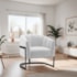 Poltrona Decorativa Sala de Estar Recepção Mavie Base de Ferro Preto Suede Branco - Amarena Móveis