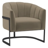 Poltrona Decorativa Sala de Estar Recepção Mavie Base de Ferro Preto Suede Cappuccino - Amarena Móveis