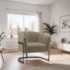 Poltrona Decorativa Sala de Estar Recepção Mavie Base de Ferro Preto Suede Cappuccino - Amarena Móveis