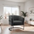 Poltrona Decorativa Sala de Estar Recepção Mavie Base de Ferro Preto Suede Cinza Escuro - Amarena Móveis