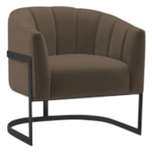 Poltrona Decorativa Sala de Estar Recepção Mavie Base de Ferro Preto Suede Marrom - Amarena Móveis