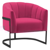 Poltrona Decorativa Sala de Estar Recepção Mavie Base de Ferro Preto Suede Pink - Amarena Móveis