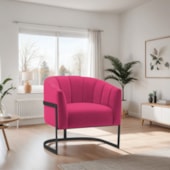 Poltrona Decorativa Sala de Estar Recepção Mavie Base de Ferro Preto Suede Pink - Amarena Móveis