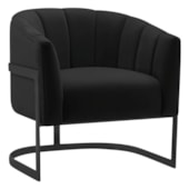 Poltrona Decorativa Sala de Estar Recepção Mavie Base de Ferro Preto Suede Preto - Amarena Móveis
