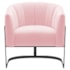 Poltrona Decorativa Sala de Estar Recepção Mavie Base de Ferro Preto Suede Rosa Bebe