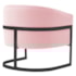 Poltrona Decorativa Sala de Estar Recepção Mavie Base de Ferro Preto Suede Rosa Bebe