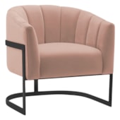 Poltrona Decorativa Sala de Estar Recepção Mavie Base de Ferro Preto Suede Rose - Amarena Móveis