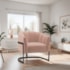 Poltrona Decorativa Sala de Estar Recepção Mavie Base de Ferro Preto Suede Rose - Amarena Móveis