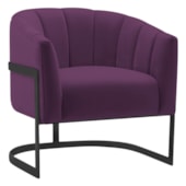 Poltrona Decorativa Sala de Estar Recepção Mavie Base de Ferro Preto Suede Roxo - Amarena Móveis