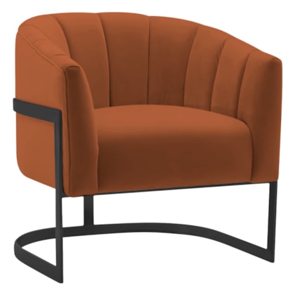 Poltrona Decorativa Sala de Estar Recepção Mavie Base de Ferro Preto Suede Terracota - Amarena Móveis
