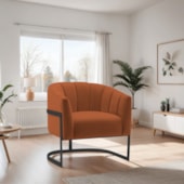 Poltrona Decorativa Sala de Estar Recepção Mavie Base de Ferro Preto Suede Terracota - Amarena Móveis