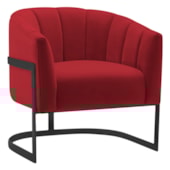 Poltrona Decorativa Sala de Estar Recepção Mavie Base de Ferro Preto Suede Vermelho - Amarena Móveis
