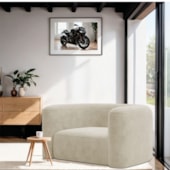 Poltrona Decorativa Sala de Estar Recepção Melina Bouclé Bege - Amarena Moveis