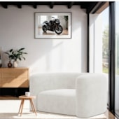 Poltrona Decorativa Sala de Estar Recepção Melina Bouclé Branco - Amarena Moveis