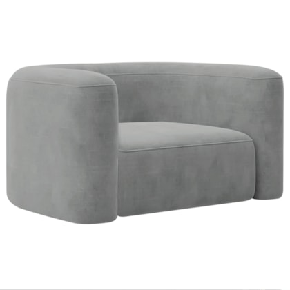 Poltrona Decorativa Sala de Estar Recepção Melina Bouclé Cinza - Amarena Moveis