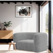 Poltrona Decorativa Sala de Estar Recepção Melina Bouclé Cinza - Amarena Moveis