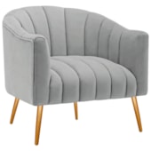 Poltrona Decorativa Sala de Estar Recepção Senna Bouclé Cinza - Amarena Móveis