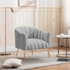 Poltrona Decorativa Sala de Estar Recepção Senna Bouclé Cinza - Amarena Móveis