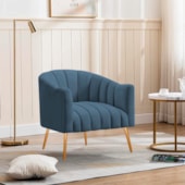 Poltrona Decorativa Sala de Estar Recepção Senna Linho Azul Royal - Amarena Móveis