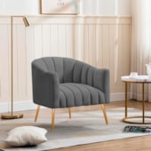 Poltrona Decorativa Sala de Estar Recepção Senna Linho Cinza Escuro - Amarena Móveis