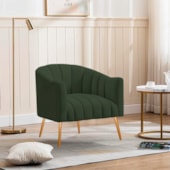 Poltrona Decorativa Sala de Estar Recepção Senna Linho Verde - Amarena Móveis