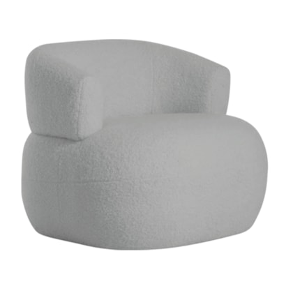 Poltrona Decorativa Sala de Estar Recepção Suiça Bouclé Cinza - Amarena Móveis