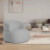 Poltrona Decorativa Sala de Estar Recepção Suiça Bouclé Cinza - Amarena Móveis