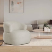 Poltrona Decorativa Sala de Estar Recepção Suiça Linho Bege - Amarena Móveis