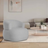 Poltrona Decorativa Sala de Estar Recepção Suiça Linho Cinza Claro - Amarena Móveis