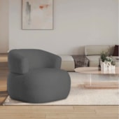 Poltrona Decorativa Sala de Estar Recepção Suiça Linho Cinza Escuro - Amarena Móveis