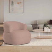 Poltrona Decorativa Sala de Estar Recepção Suiça Linho Rose - Amarena Móveis