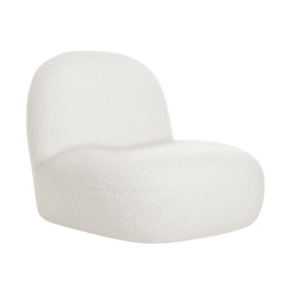 Poltrona Decorativa Sala Quarto Recepção Amsterdã Bouclé Branco
