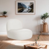 Poltrona Decorativa Sala Quarto Recepção Amsterdã Bouclé Branco