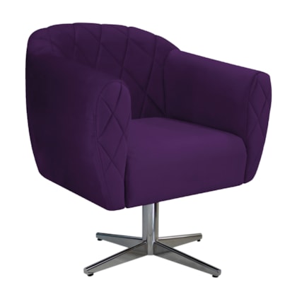 Poltrona Grazi Base Giratória de Metal Suede Roxo - Amarena Móveis