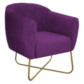 Poltrona Grazi  Base X Dourada Suede Roxo - Amarena Móveis