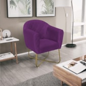 Poltrona Grazi  Base X Dourada Suede Roxo - Amarena Móveis