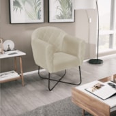 Poltrona Grazi Base X Preta Linho Bege - Amarena Móveis